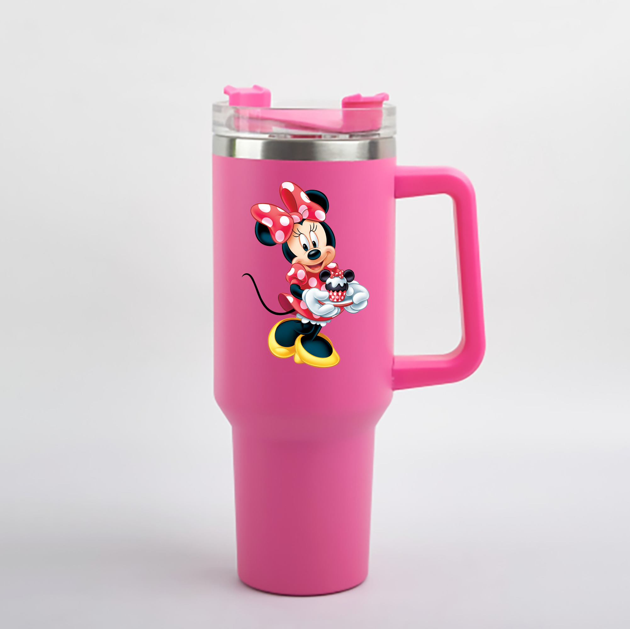 （画像用） ミッキーマウス Mickey Mouse 1200mL車用タンブラー - クリスタルステッカー（プラスチックストロー付き）
